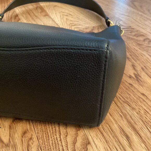 TORY BURCH McGRAW MEDIUM BUCKET BAG in BLACK PEBBLED LEATHER HOBO PURSE TOTE - Picture 15 of 16